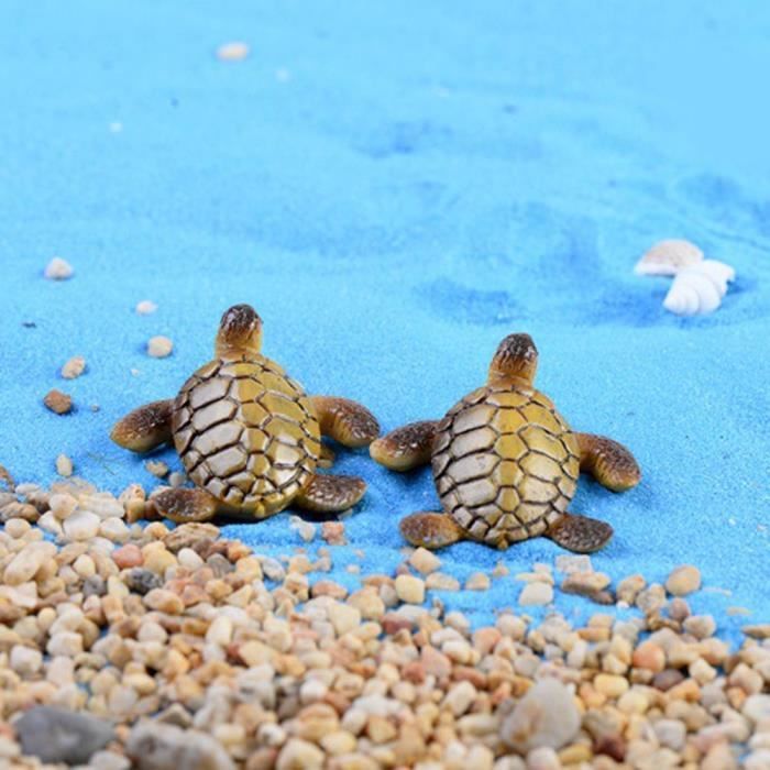 2 pièces Mini tortue de mer modèle de tortue en résine Figurines aquarium  décoration fée jardin