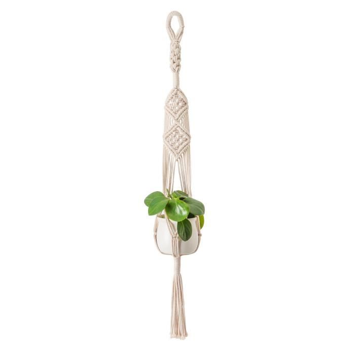 Panier mural suspendu en macramé pour pot de fleurs - 4[F47938851] - Jardin