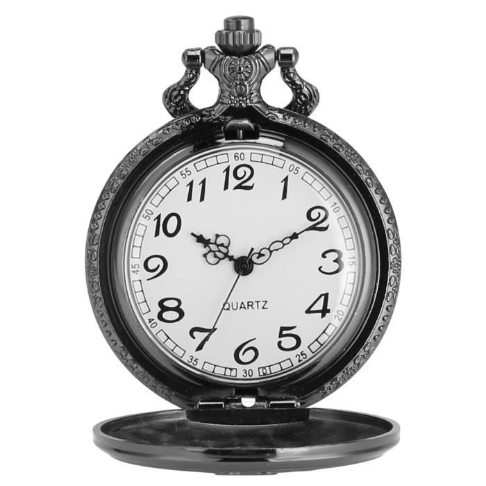 Montre Gousset Homme Rétro JewelryWe - Style Steampunk Vintage à Quartz - Collier Montre Fantaisie - Cadeau Déguisement Ou Quotidien - 10