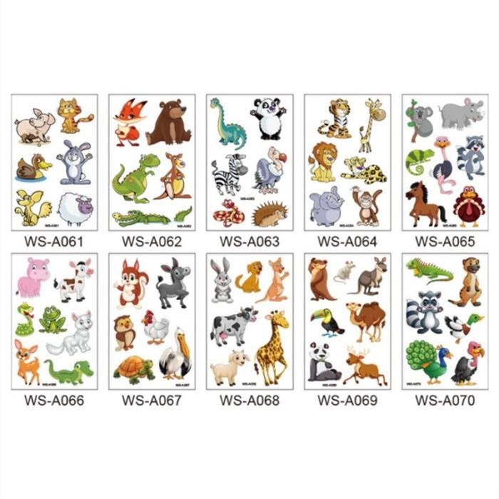 Tatouages Temporaires Enfants - 200 Pièces - 8 Feuilles - Fête Anniversaire