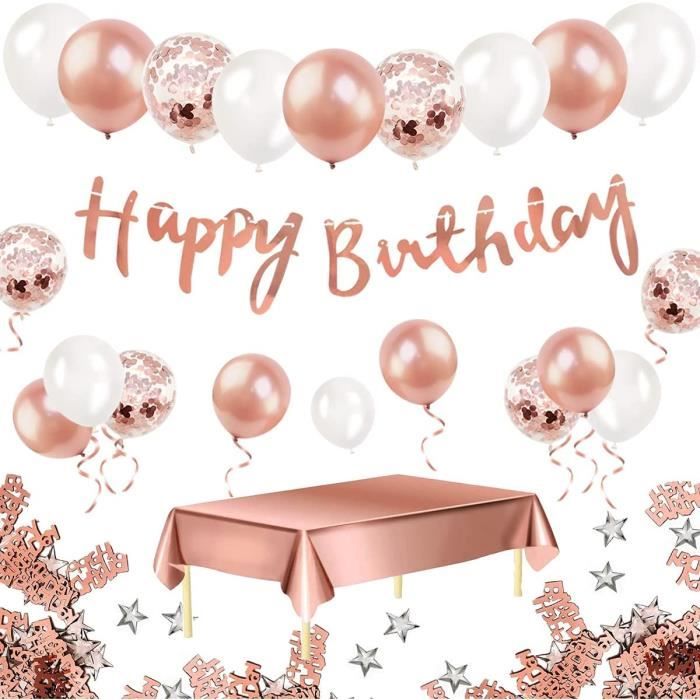 Humairc Decoration Anniversaire Fille Ballon Anniversaire Rose Gold Femme Happy Birthday Bannire Nappe Rectangulaire Rose Gol 4398 Cdiscount Maison