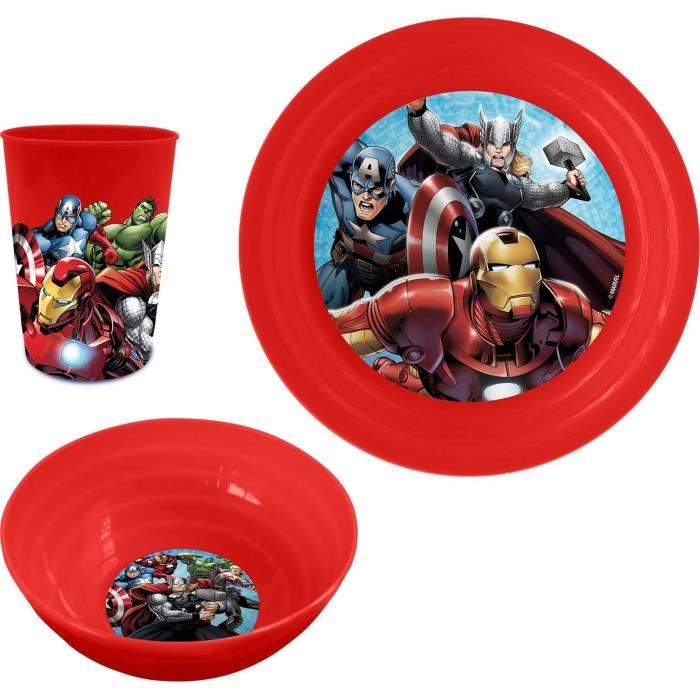 GUIZMAX Assiette Plastique Plate Les Avengers Repas Enfant Rouge