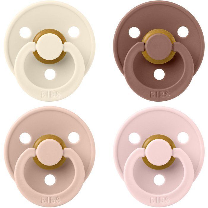 Sucette bébé - BIBS - Colour - Embout rond - Pack de 4 - Caoutchouc naturel - Taille 2 Ivory Blush Woodchuck Blossom