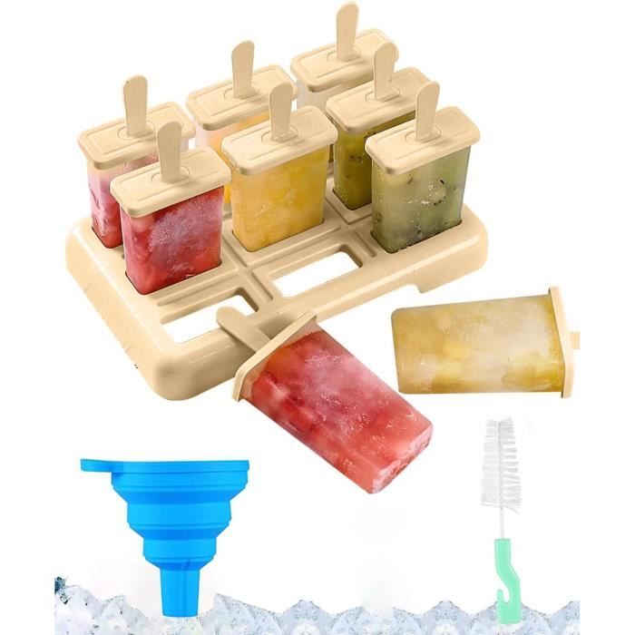 8 Moules à Glace Silicone Vordpe - Sucettes Glacées Réutilisables, Couvercles Inclus, Colorés