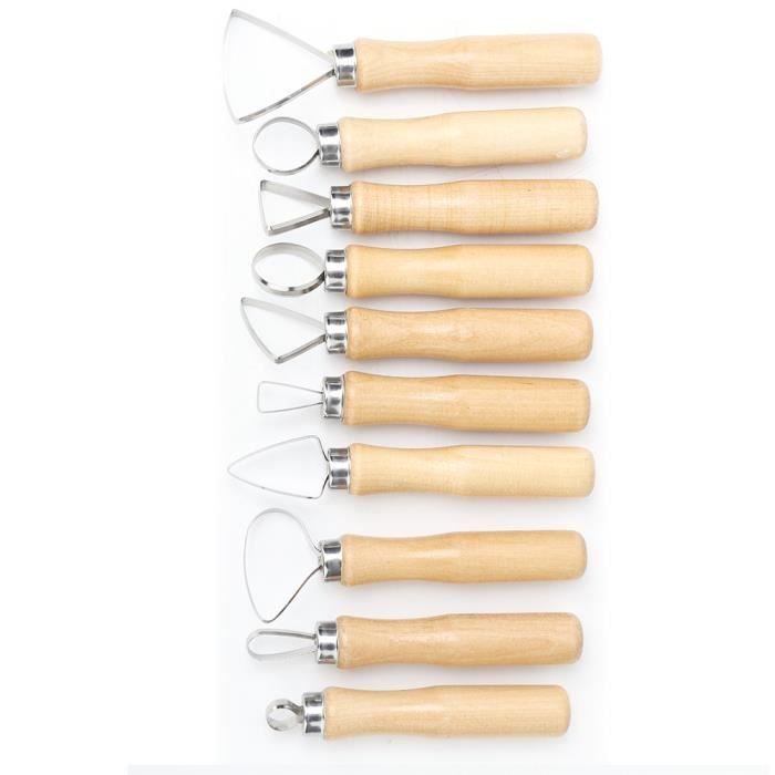 Kit De 6 Outils De Sculpture Pour Argile, Poterie, Mousse Ou Bois - Manche En Bois, Double Tête - Parfait Pour Projets Artistiques Et Artisanaux - 7