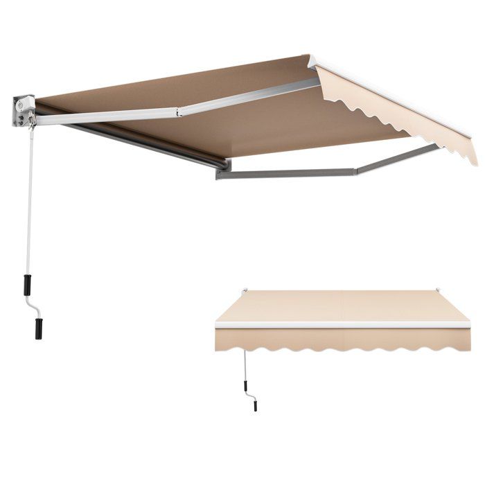 COSTWAY Store Banne Auvent Rétractable Manuel 245x200CM Angle Ajustable 40°-100° sans Perçage pour Fenêtre/Balcon/Jardin Beige
