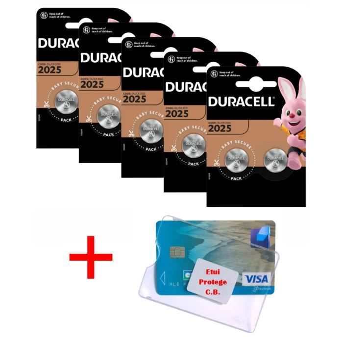 Pile CR2025 DURACELL lot de 10 piles lithium 3V CR 2025 3.0 Volts, pile  plate bouton, capacité 150mAh avec étui pour Carte Bancaire - Cdiscount  Jeux - Jouets