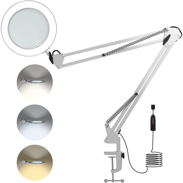 Lampe loupe x10 avec lampe loupe lumineuse avec clip, col de cygne flexible réglable, 3 modes de couleur, lampe loupe alimentée par USB, parfaite pour les loisirs quotidiens, la réparation, la Lampe loupe x10 avec lampe loupe lumineuse avec clip, col de cygne flexible réglable, 3 modes de couleur, lampe loupe alimentée par USB, parfaite pour les loisirs quotidiens, la réparation, la