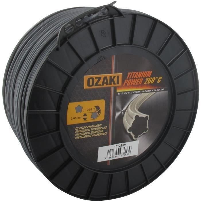 Bobine fil OZAKI TITANIUM POWER 2,7mm X 238m Profil pentagonal, co-polymère haute résistance