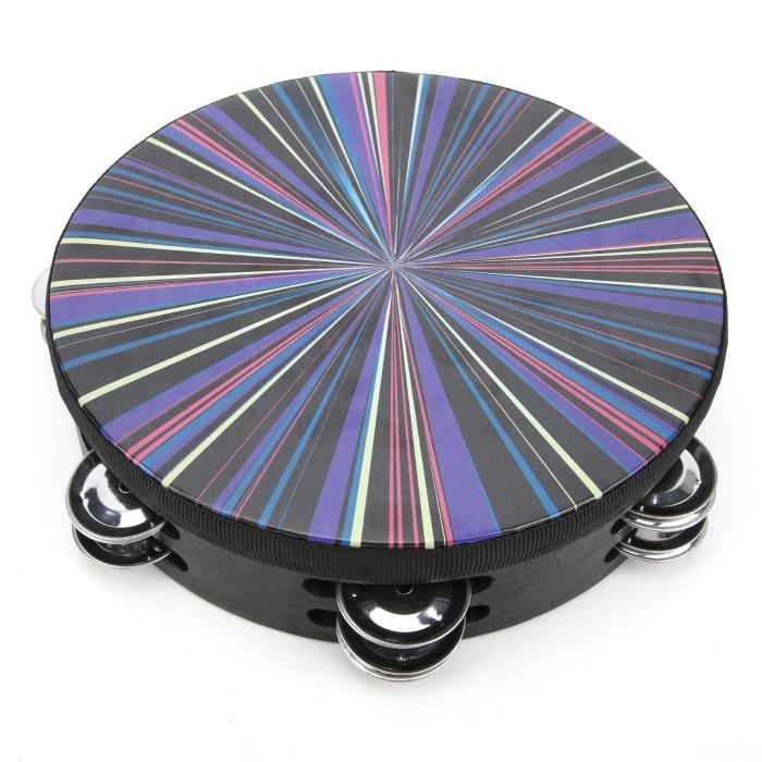 Tambourin Double Demi-lune Avec 40 Grelots - Percussion, 25 Cm De Diamètre, Plastique Robuste - Pour Musique, éveil, Animation