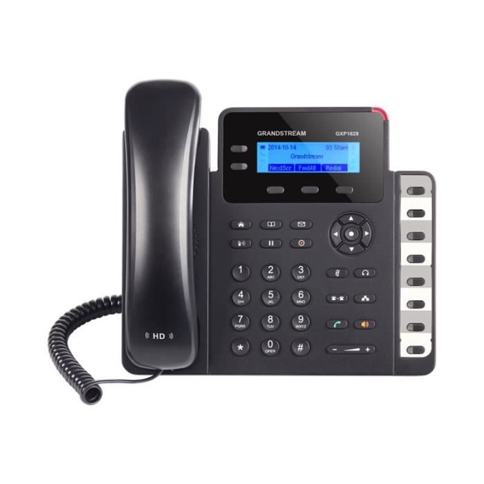 Téléphone VoIP SIP 2 lignes - GRANDSTREAM GXP1628 - Audio HD - Ports réseau Gigabit - Noir