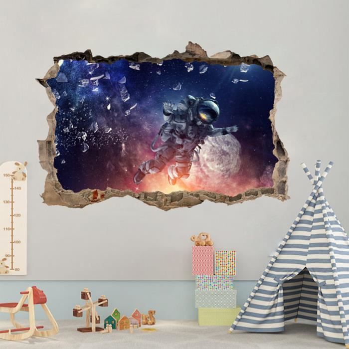Papier Peint Mural Effet 3D Astronaute De L'Espace Décollez Et Collez