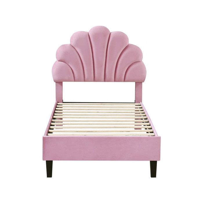 Lit coquillage en velours Manon - 90 x 190 cm - Rose