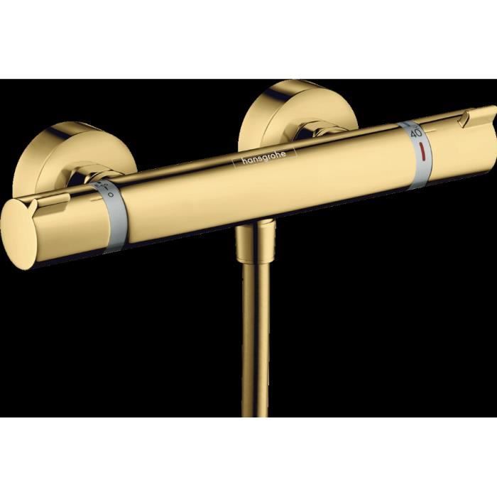 Mitigeur Thermostatique douche HANSGROHE Ecostat aspect doré poli
