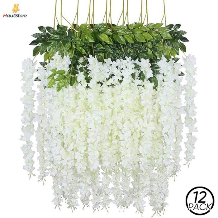Guirlande Glycine Artificielle 26 Pieds - 4 Vines En Soie Blanche | Décoration Murale Fleurie