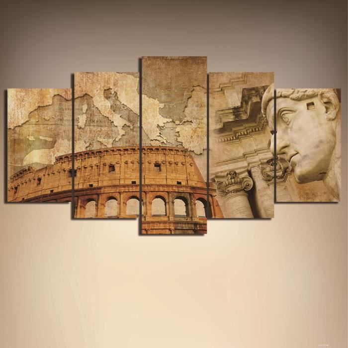 Non encadré) Mur moderne Peinture Art Image 5 Piece italienne Colisée et  carte Poster Peinture sur toile Home Decor - Achat / Vente tableau - toile  - Cdiscount