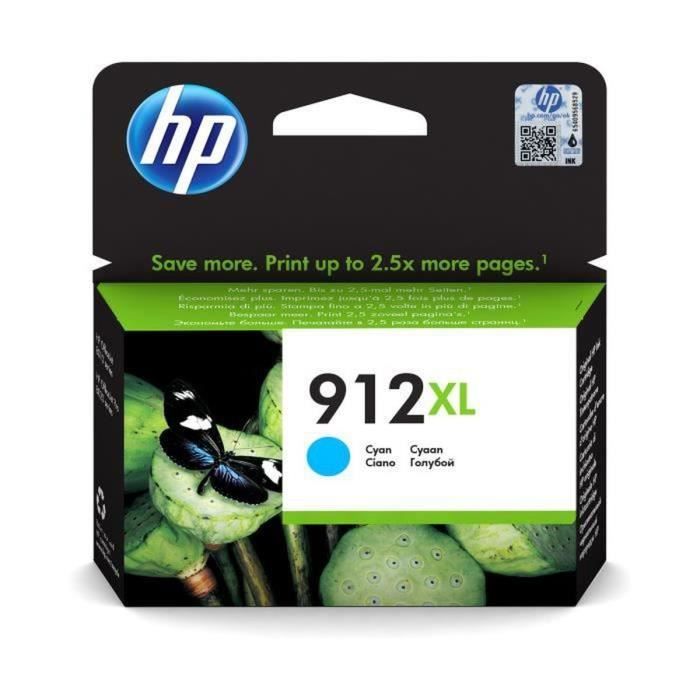 HP 912XL Cartouche dencre cyan grande capacité authentique (3YL81AE) pour HP OfficeJet 8010 series/ OfficeJet Pro 8020 series