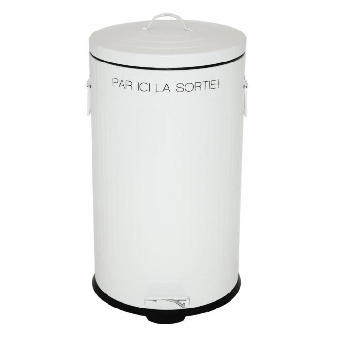 Poubelle Retro 50 L Par Ici La Sortie Blanc Achat