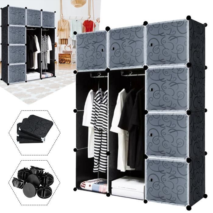 Armoire à 6 Cubes Modulable DIY - 105x70x35 Cm - Rangement Vêtements, Livres, Jouets - En Plastique PP/ABS - 11