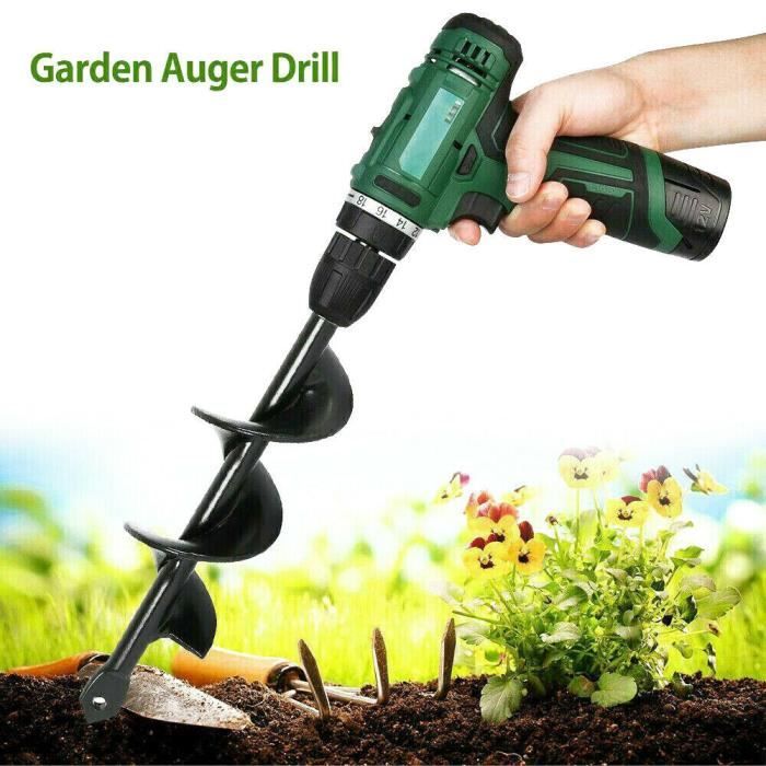 Tarière Pour Perceuse 8x60 Cm - Foret Jardin Robuste Pour Bulbes, Fleurs, Petits Arbres - Acier Renforcé