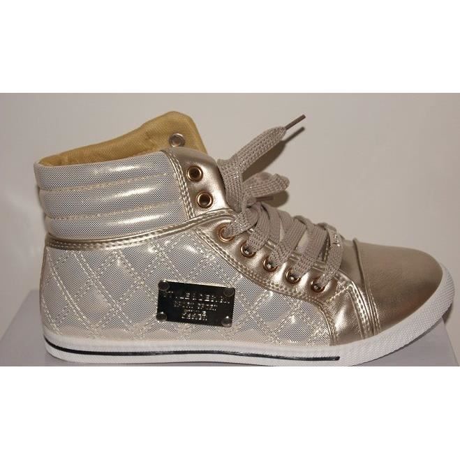 Basket montante brillante fashion Doré Doré - Cdiscount Chaussures