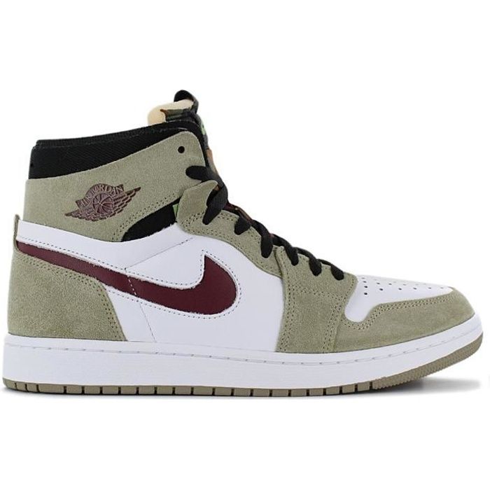 AIR JORDAN 1 MID ZOOM CMFT - Barcelona Patterns - Hommes Sneakers Baskets Chaussures Cuir Neutral-Olive CT0978-203