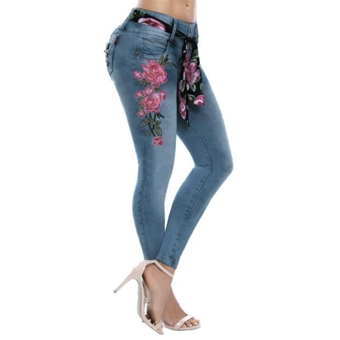jean femme taille haute stretch