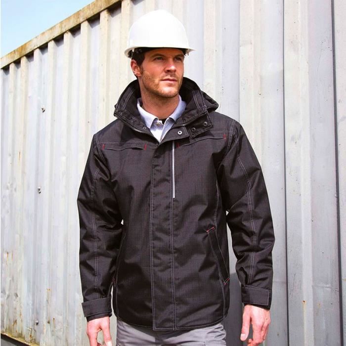 TOPTEX Parka de Travail Robuste Denim Noir TOPTEX Manches