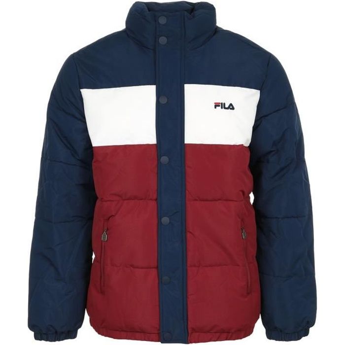 Blouson FILA Pelle Puff Jacket Homme Automne Hiver Bordeaux Bleu Marine Blanc