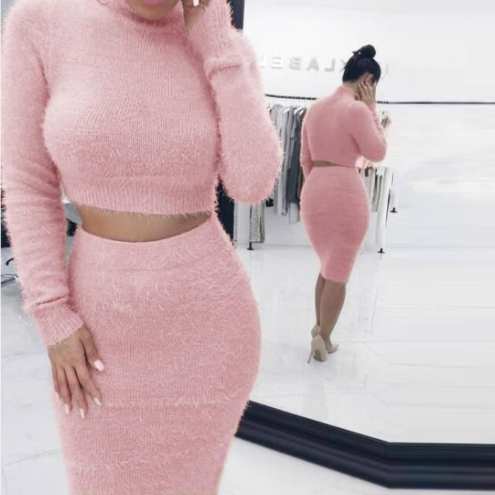 Ensemble De Vetements Femmes Pull Jupe Ensemble D Hiver à Manches Longues Top Recadrée Jupe Crayon Costume Tricoté 7008 Rose Achat Vente Ensemble De Vêtements Soldes Sur Cdiscount Dès Le 20 Janvier Cdiscount