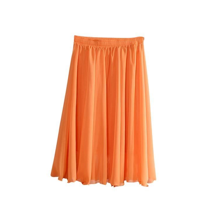 Jupe Femme Tanna Taille 16 Orange à Paillettes - Coupe Flare, Doublée, En Coton - Occasion TBE