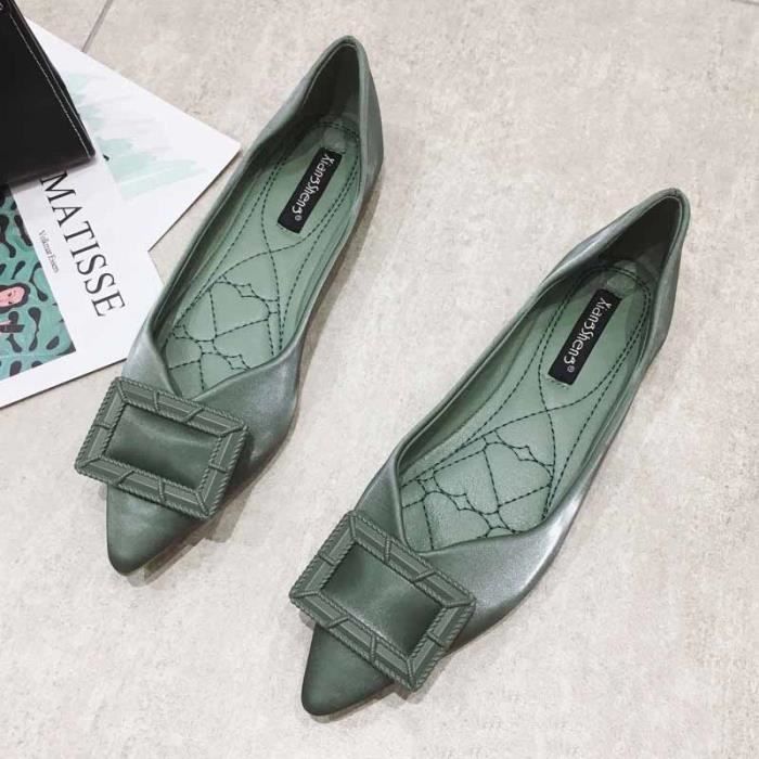 chaussures cuir vert femme