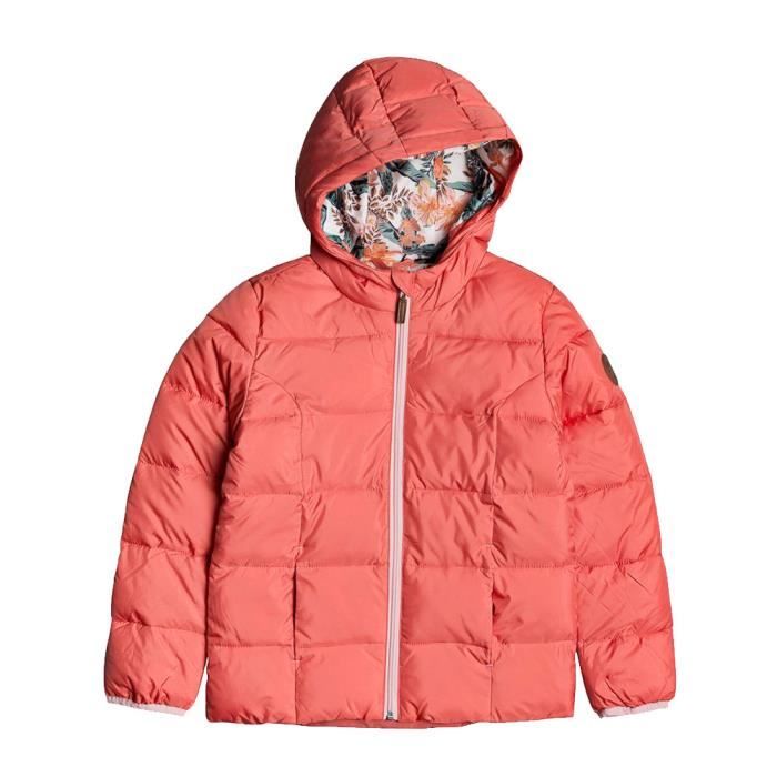 Doudoune Fille Roxy Day Dreaming Corail Capuche Fermeture a zip 2 poches Tissu interieur fleurs Pink Cdiscount Pret a Porter