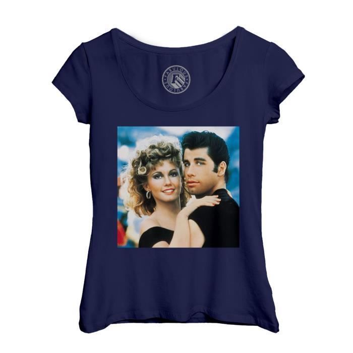 T shirt Femme FABULOUS Olivia Col Echancre Manches Courtes 100 Coton Bleu Bleu Cdiscount Pret a Porter