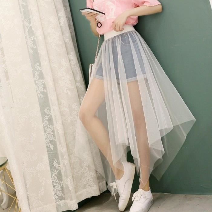 Jupe Midi en Tulle pour femmes Type WHITE Couleur Blanc Silhouette Asymetrique Blanc Cdiscount Pret a Porter