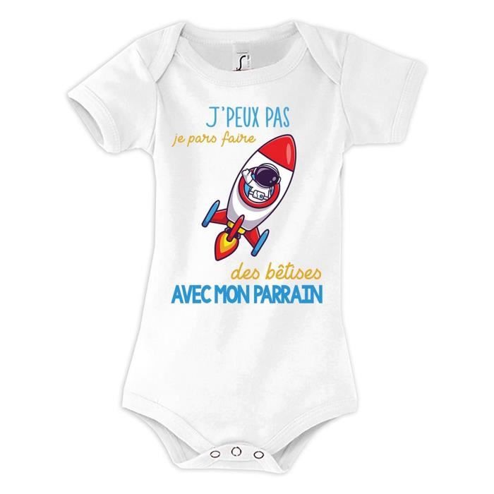 Body Bébé Personnalisé 'Si Vous Me Trouvez Adorable Parrain' - Blanc En Coton - Fait Main En France - Neuf Avec étiquettes