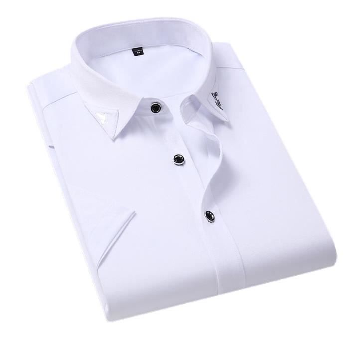 Chemise Homme Slim Fit Manches Longues Chemise Contrastée Elegant Col Imprime Avec Poche - Taille EU - Noir Noir - Prêt-à-Porter