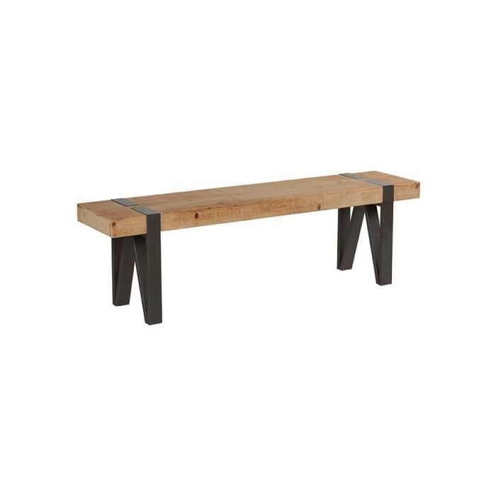 Banc 1m50 En Sapin Massif Double Et Pieds Metal 150x34x45cm Epika Achat Vente Banc Cdiscount