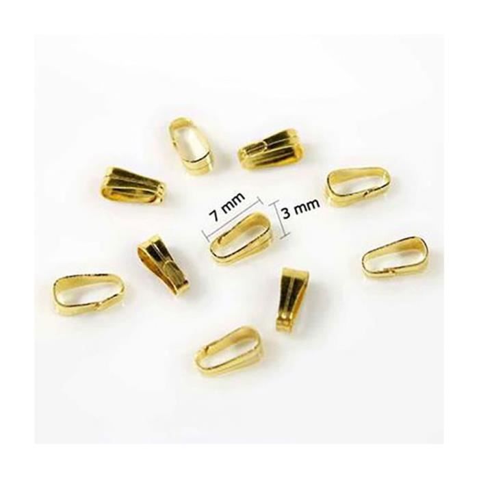 Accessoires attache pendentif bélière 7 x 3 mm accessoires bijoux 100 pièces Doré