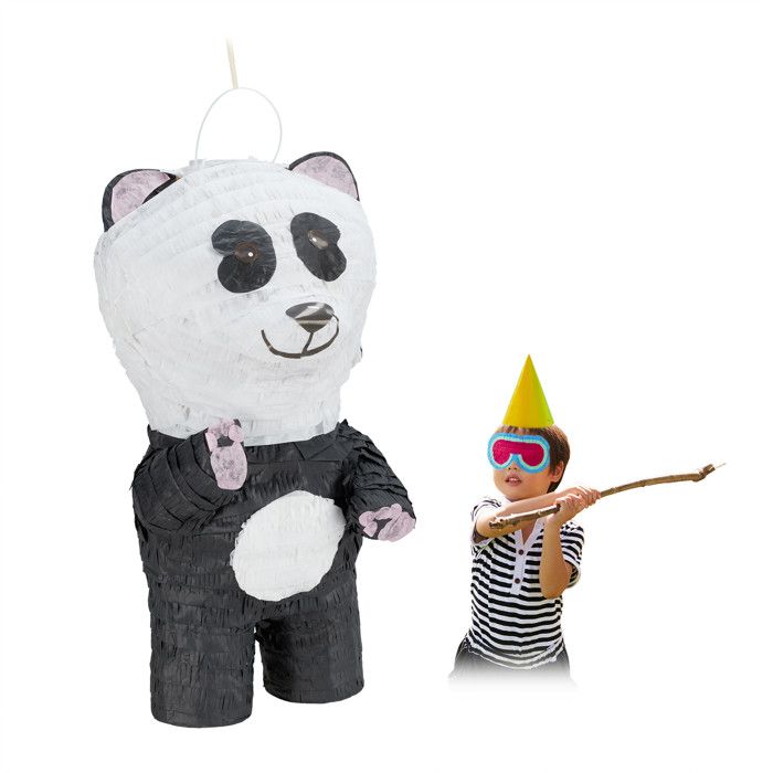 Relaxdays Pinata panda, ?� suspendre, enfants & adultes, anniversaire, ?� remplir, H x L x P : 50 