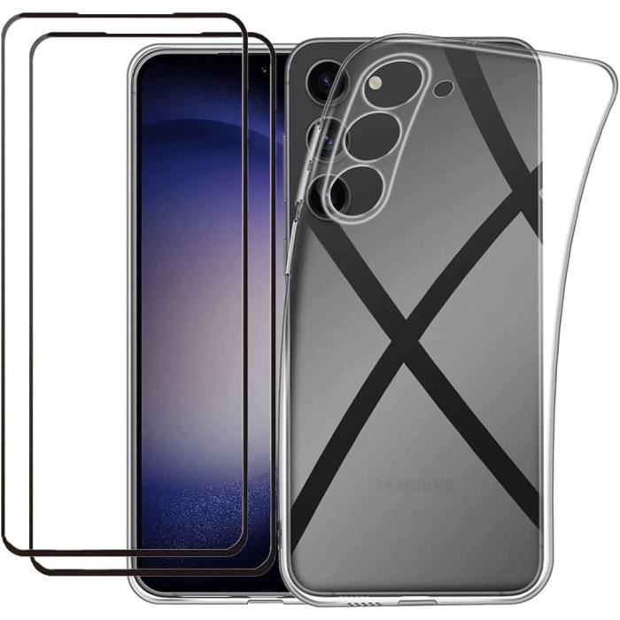 Compatible Samsung Galaxy S23 5G Coque Résistante Transparente et 2 Films protections écran verre trempé [Novago]