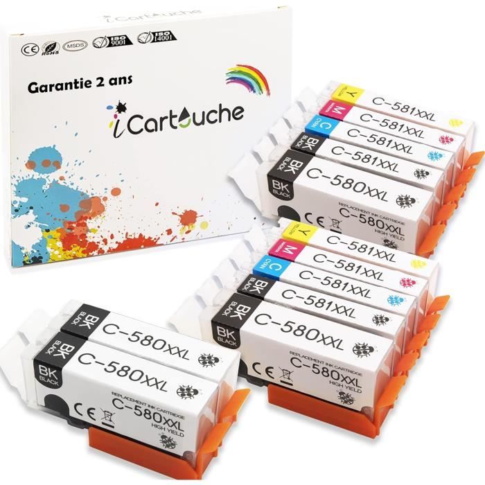 Lot De Cartouches D'encre Canon PGI-580XXL Et CLI-581XXL D'origine - Haute Capacité Pour Imprimantes Pixma TS8151, TR7550, Etc.
