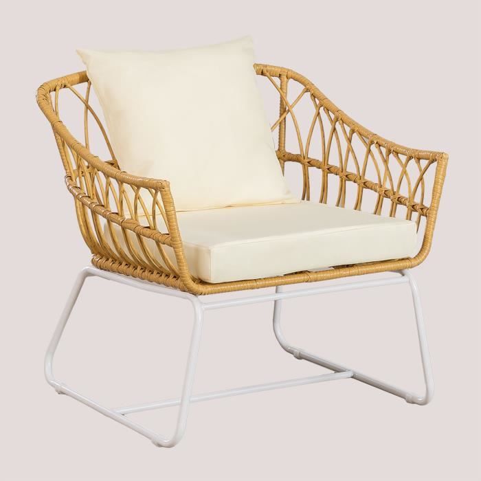 Lot De Coussins Mia Tech Pour Fauteuil Rotin Synthétique 60x55x40 Cm - Assise + Dossier Confortables, Housse Amovible Lavable