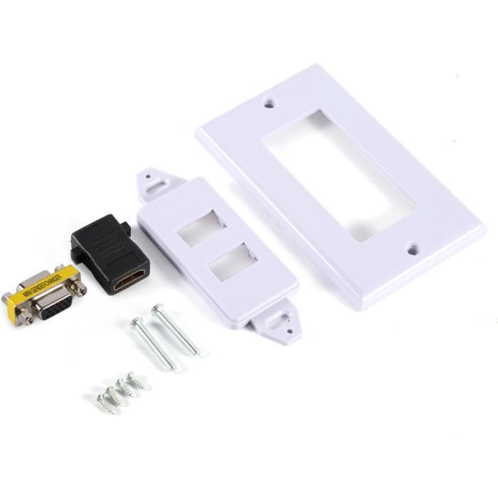 Plaque Murale Multimédia 6 Ports - 2x HDMI 4K@60Hz, 2x USB 3.0, 2x RJ45 Cat6 - ABS, Pour Intégration Encastrement Réseau Et Audiovisuel