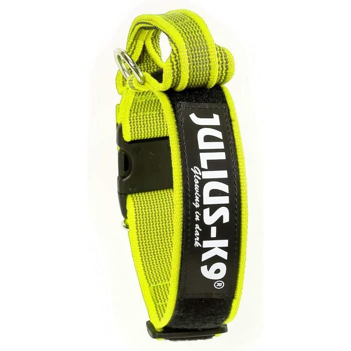 Meilleurs prix pour Julius-K9, Collier Color  Gray avec poignée, fermeture de sécurité et logo, 40 mm (38-53 cm), Néon-Gris108