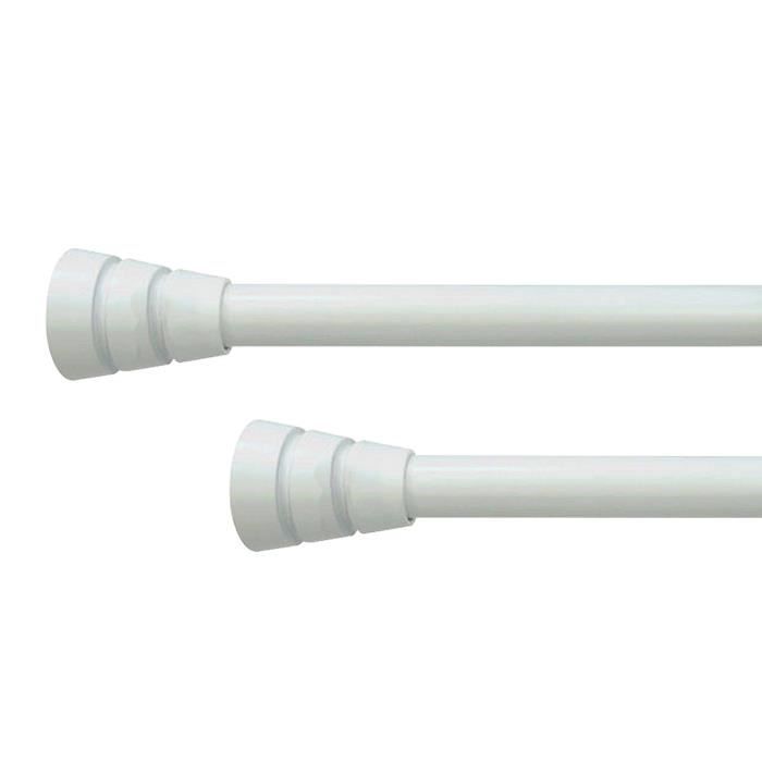 Tringle à rideau à pression - Blanc mat - Extensible de 50 à 90 cm - Sans perçage - Sans adhésif - Diamètre 20 mm