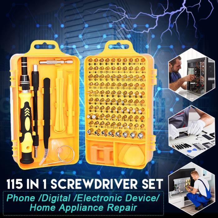 Kit de tournevis de précision magnétique portable 115 en 1, kit de réparation électronique, embouts de tournevis de précision pour téléphone portable, ordinateur portable