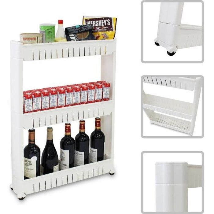 Etagere A Roues Meuble De Rangement Avec Roues 78 X 54 X 12 Cm