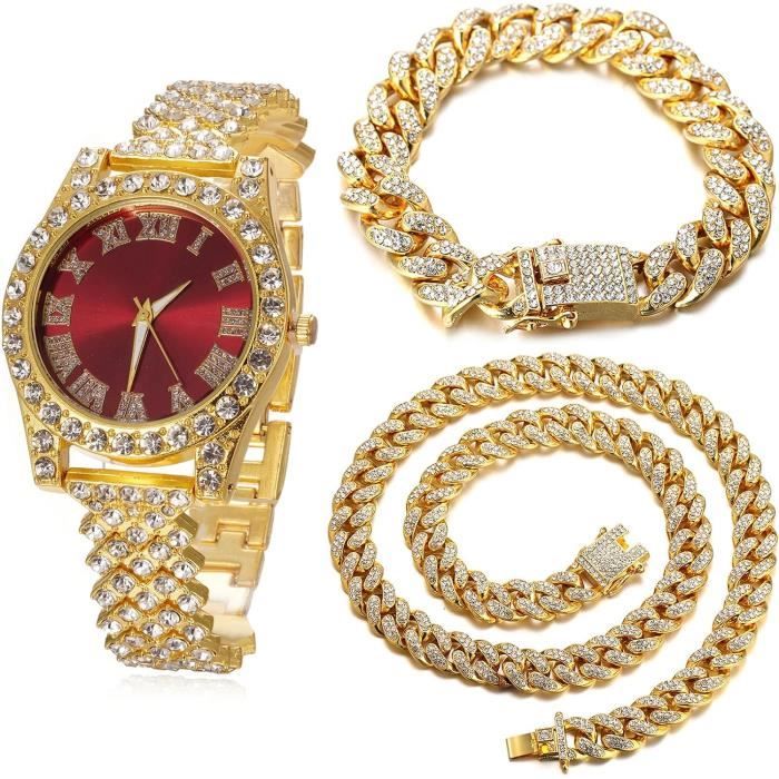 Diamants Montre En Or Enfant Or V ritable 18K Plaqu Platine Or