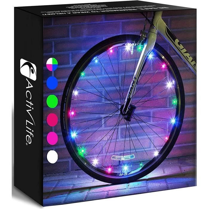 Eclairage Led Pour Roues De Velo Illuminez Vos Aventures Estivales 100 Plus Lumineux Piles Incluses Lot De 2 Pneus Mu Z175 Cdiscount Sport